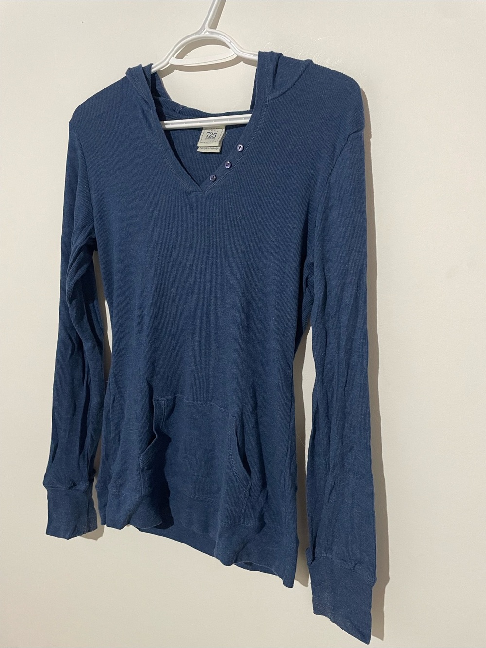 Navy Blue Lightweight V-Neck Hoodie Pullover